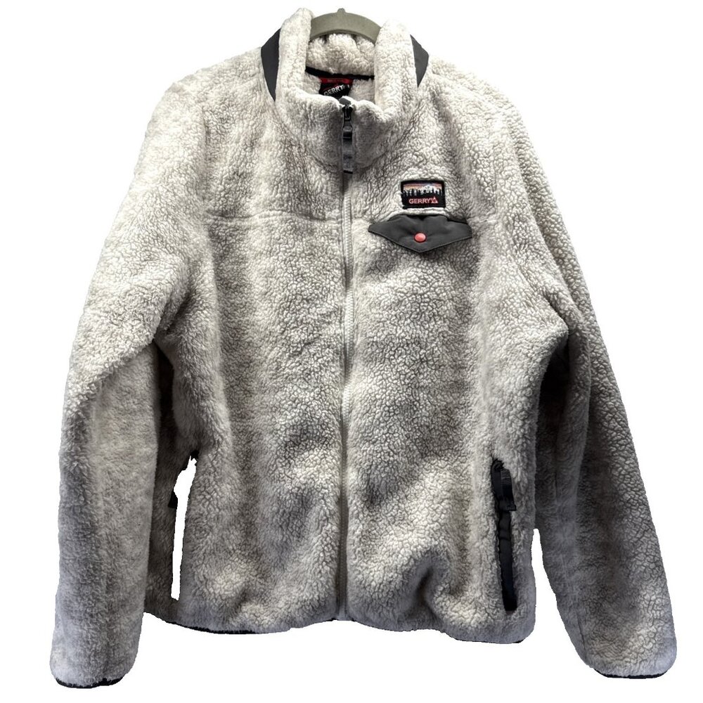 Gerry Fleece Jacket Women's Large‎ Long Sleeve Ivory Full Zip Warm Coat Thick